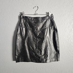Vintage 80s/90s Black Grunge Genuine Leather Mini Skirt